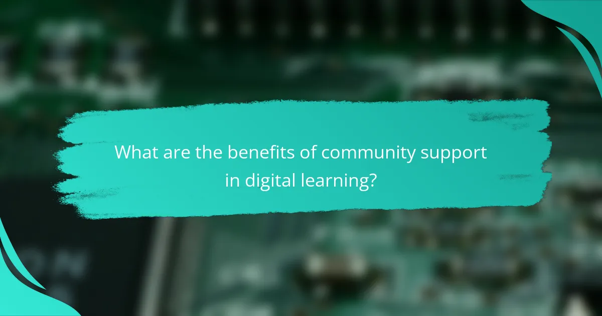 What are the benefits of community support in digital learning?